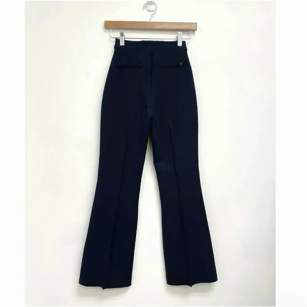 Grey/Ven Porterfield High Rise Pintuck Pull-On Stretch Career Ankle Flare PantXS - Picture 4 of 13